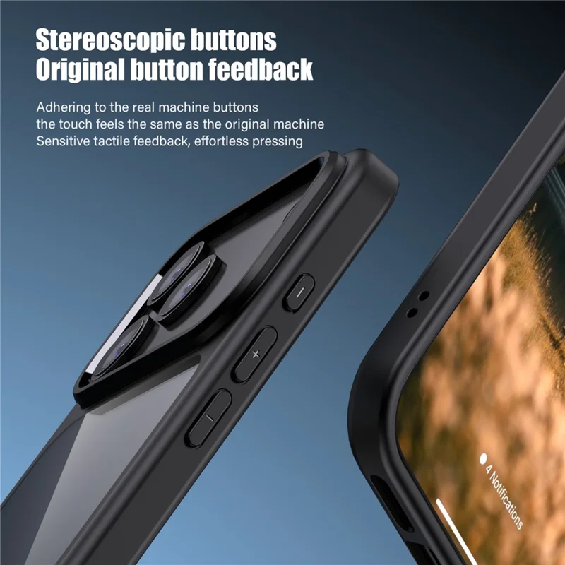 IPAKY For iPhone 18 Pro  /  17 Pro Clear Phone Case TPU + PC Anti-Fingerprint Back Cover - Black