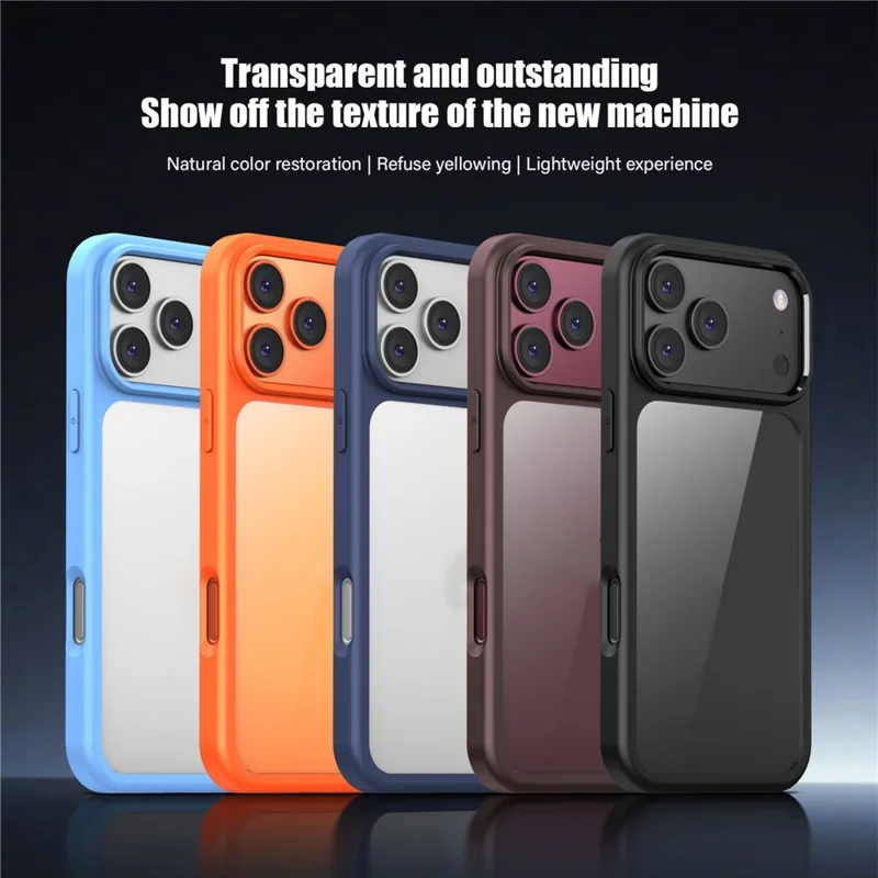 IPAKY For iPhone 18 Pro  /  17 Pro Clear Phone Case TPU + PC Anti-Fingerprint Back Cover - Black