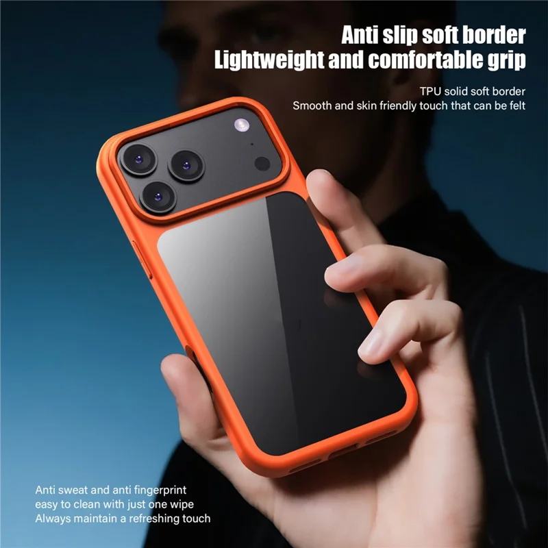 IPAKY For iPhone 18 Pro Max  /  17 Pro Max Clear Phone Case TPU + PC Anti-Fingerprint Back Cover - Dark Blue