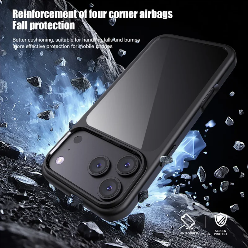IPAKY For iPhone 18 Pro Max  /  17 Pro Max Clear Phone Case TPU + PC Anti-Fingerprint Back Cover - Dark Blue