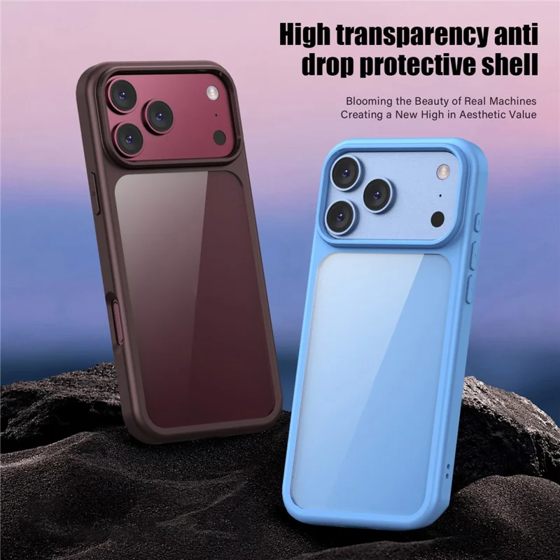 IPAKY For iPhone 18 Pro Max  /  17 Pro Max Clear Phone Case TPU + PC Anti-Fingerprint Back Cover - Dark Blue