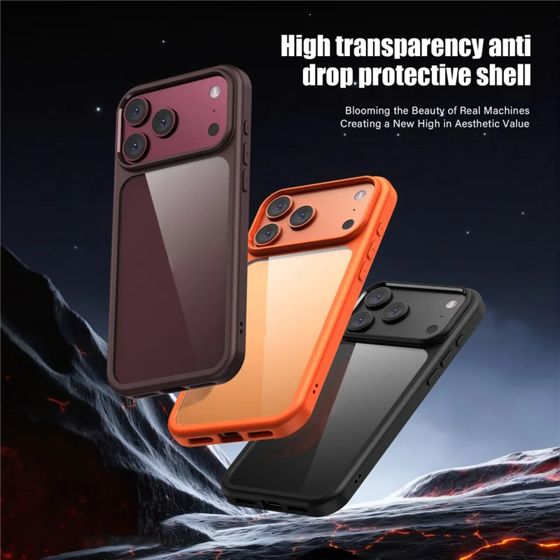 IPAKY For iPhone 18 Pro Max  /  17 Pro Max Clear Phone Case TPU + PC Anti-Fingerprint Back Cover - Dark Blue