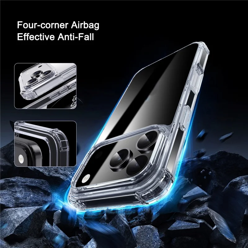 IPAKY til iPhone 18 Pro / 17 Pro Case Fire Hjørne Stødfast Klart Telefon Bagdæksel - Transparent