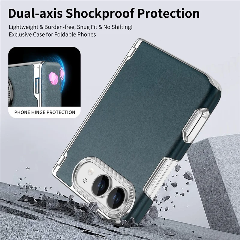 Für iPhone Fold Magnetisches Case Dual-Achsen-Schutzstoßfeste Hülle aus Leinenstruktur-Leder - Blaugrau