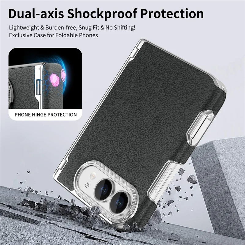 Til iPhone Fold Case Litchi-struktur Læder Dobbeltakse Støjsikker Beskyttelsesdæksel - Sort