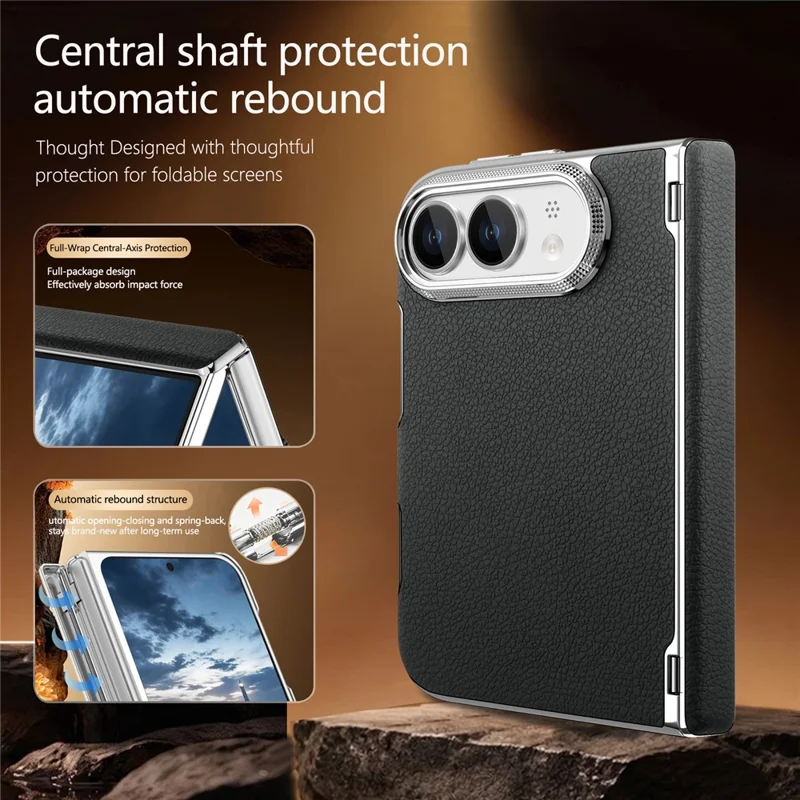 Til iPhone Fold Case Litchi-struktur Læder Dobbeltakse Støjsikker Beskyttelsesdæksel - Sort