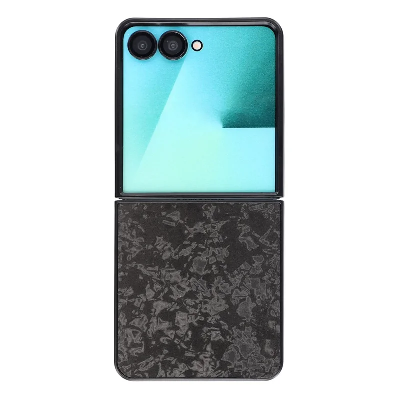 For Samsung Galaxy Z Flip8 Case Shell Textured Leather Coated PC Phone Protective Cover - Black