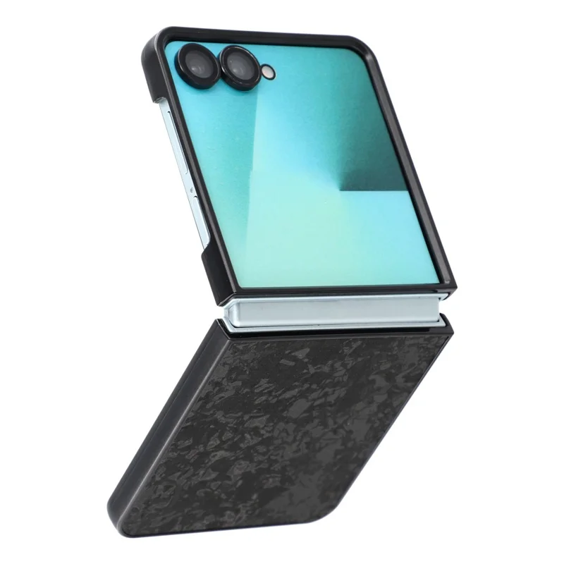 For Samsung Galaxy Z Flip8 Case Shell Textured Leather Coated PC Phone Protective Cover - Black