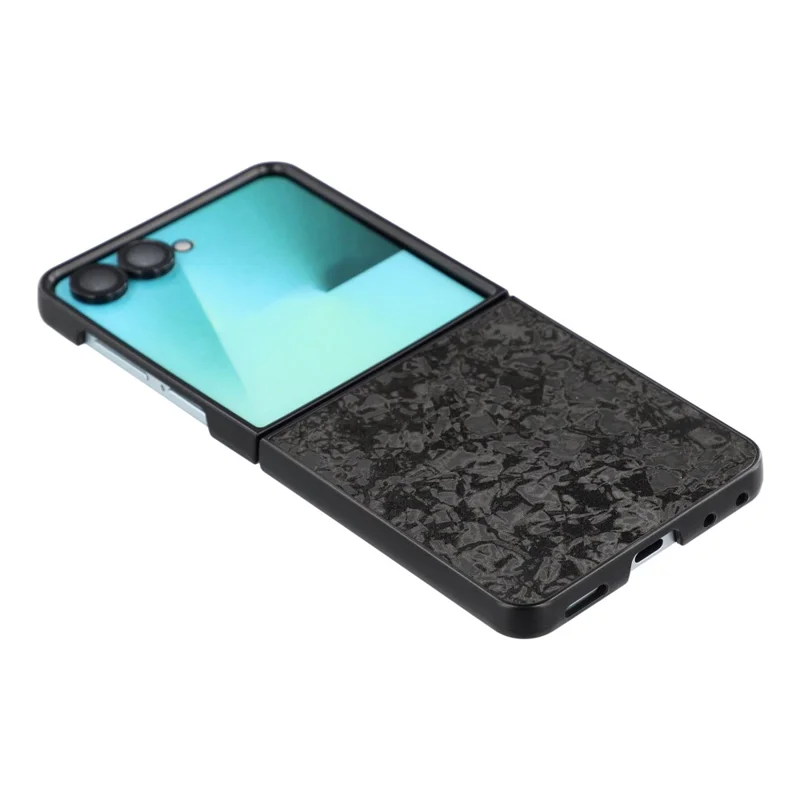 For Samsung Galaxy Z Flip8 Case Shell Textured Leather Coated PC Phone Protective Cover - Black