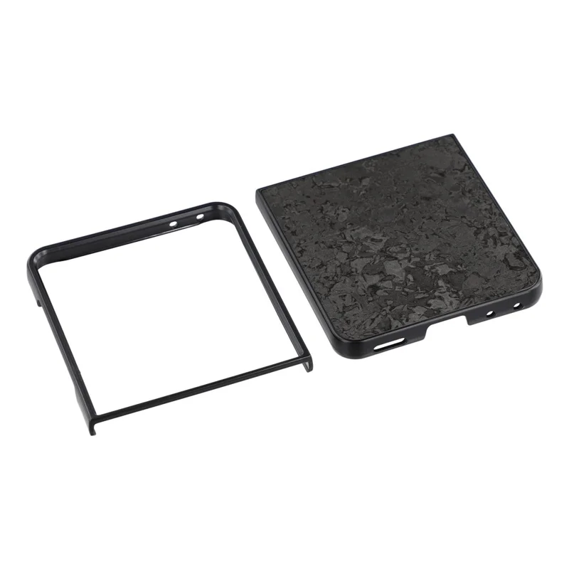 For Samsung Galaxy Z Flip8 Case Shell Textured Leather Coated PC Phone Protective Cover - Black