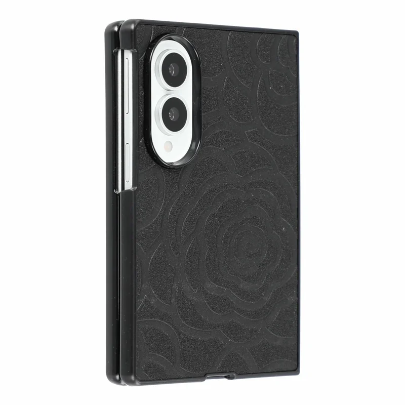 For Samsung Galaxy Z Fold8 Case Camellia Pattern PU Leather + PC Two-Piece Folding Phone Cover - Black