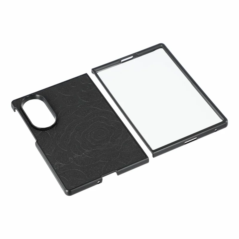 For Samsung Galaxy Z Fold8 Case Camellia Pattern PU Leather + PC Two-Piece Folding Phone Cover - Black