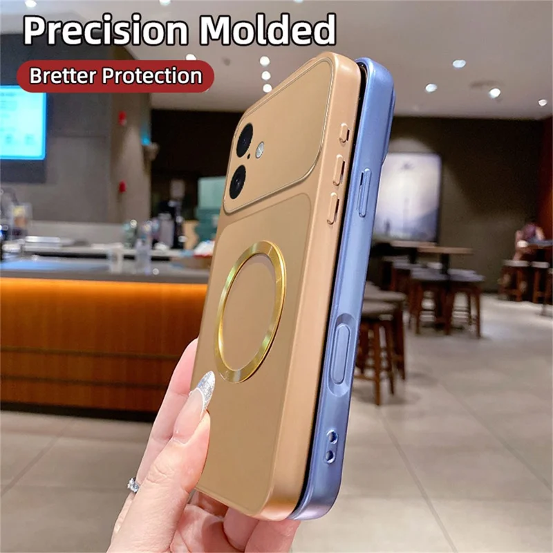 For iPhone 17 Magnetic Case CD Pattern Ring Metallic Painted TPU Phone Back Cover - Pink