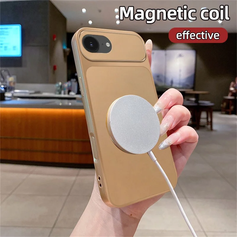 For iPhone 17e  /  16e Magnetic Case CD Pattern Ring Metallic Painted TPU Phone Back Cover - Pink