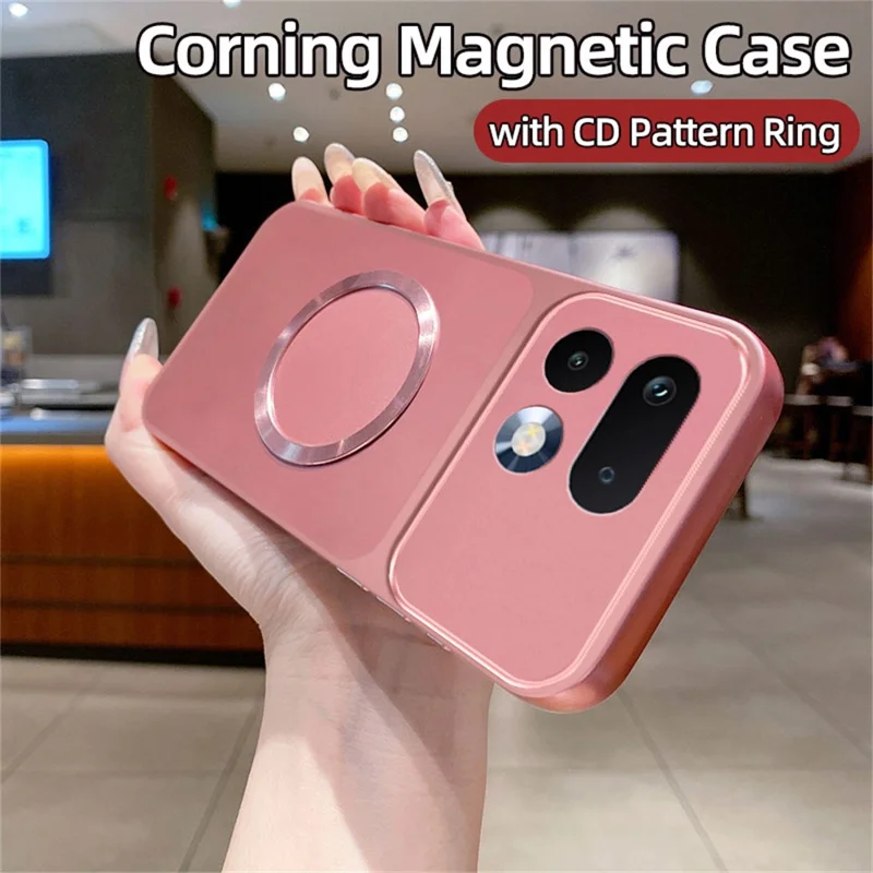 For Realme 16 Pro 5G Magnetic Case CD Pattern Ring Metallic Painted TPU Phone Back Cover - Pink