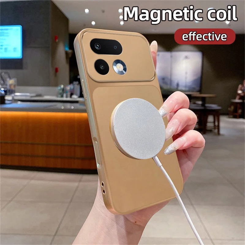 Магнитный чехол для Realme 16 Pro+ 5G с кольцом CD-узора, металлизированным покрытием, задняя панель из ТПУ - Розовый