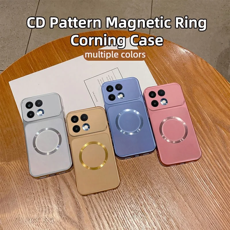 Coque magnétique pour Realme 16T 5G, motif CD avec anneau, peinture métallisée, housse arrière en TPU - Or