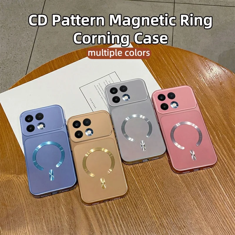 For Realme 16T 5G Magnetic Case C-Shaped CD Pattern Ring with Tail Metallic Painted TPU Phone Back Cover - Pink