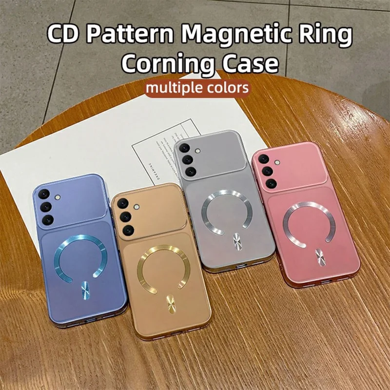 For Samsung Galaxy A27 5G Magnetisk Case C-formet CD-mønster Ring med Bagdelen i Metallic Maling i TPU - Rosa