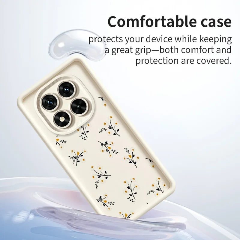 For Xiaomi Redmi Note 15 Pro+ 5G (Global)  /  Poco M8 Pro 5G TPU Case Floral Pattern Rubberized Phone Back Cover - White