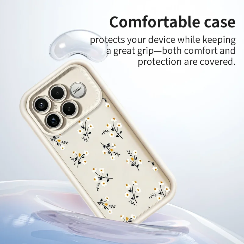 For Xiaomi Poco F8 Ultra TPU Case Floral Pattern Rubberized Phone Back Cover - White