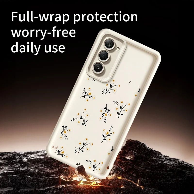 Cover in TPU per Xiaomi Redmi 15 5G (Global) (169 mm) con Motivo Floreale, Retro Antiscivolo per Telefono - Bianco