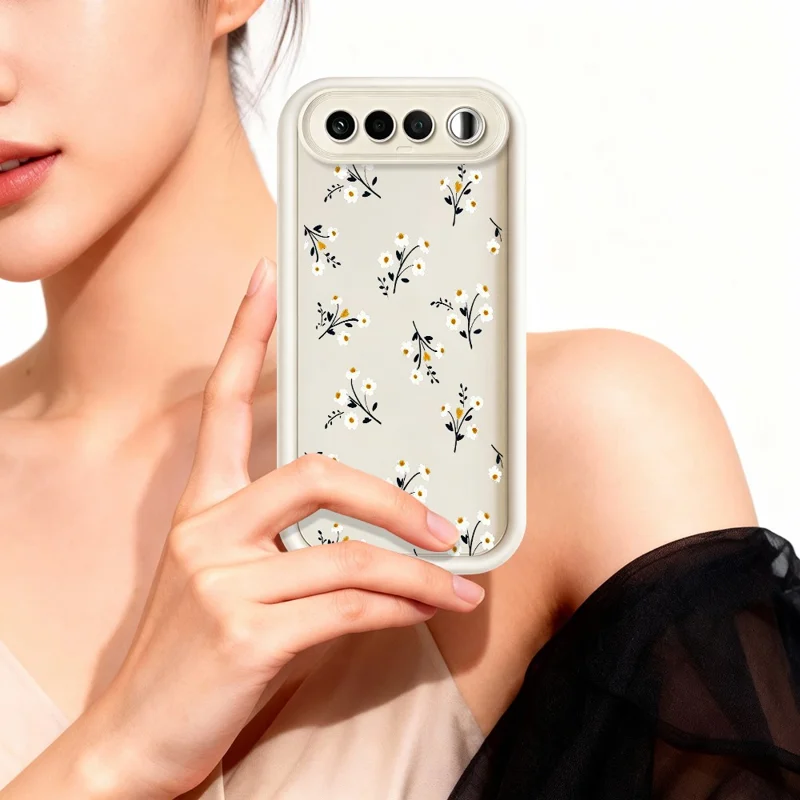 Чехол из ТПУ для Realme 16 5G с цветочным узором, резиновое покрытие, белый