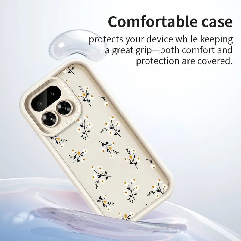 For Realme 16 Pro 5G TPU Case Floral Pattern Rubberized Phone Back Cover - White
