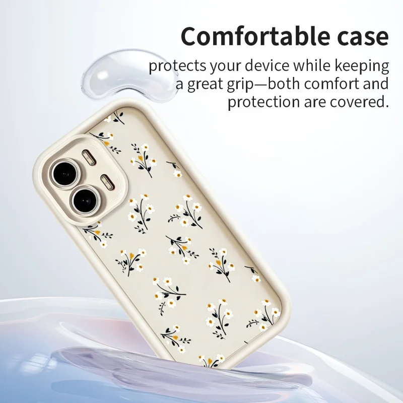 For Oppo A6x 5G  /  A6x 4G TPU Case Floral Pattern Rubberized Phone Back Cover - White