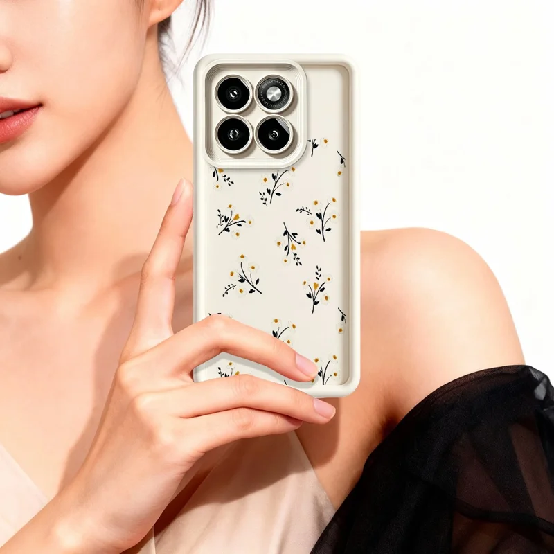 For Motorola Moto G86 5G TPU Case Floral Pattern Rubberized Phone Back Cover - White