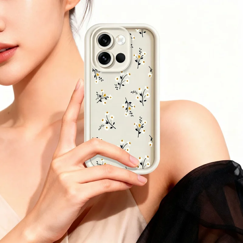 TPU-hoesje voor OnePlus Nord 6 5G met bloemenpatroon, rubberachtige achterkant voor telefoon - Wit
