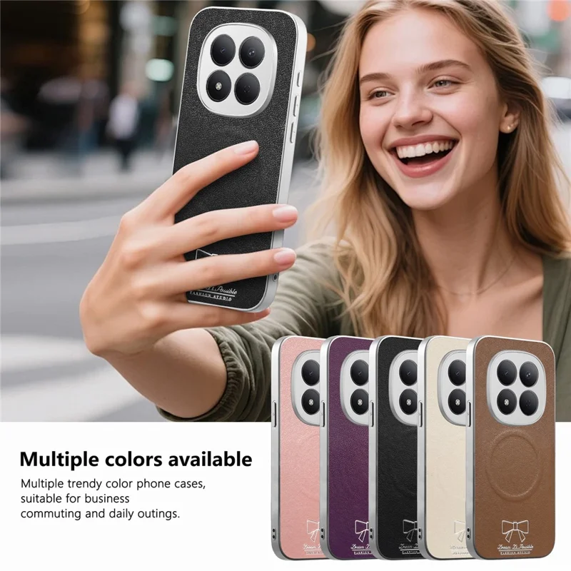 For Xiaomi Redmi Note 15 Pro+ 5G (Global) / Poco M8 Pro 5G Magnetic Case Bow Pattern PU Leather + TPU + PC Shockproof Phone Cover - Black