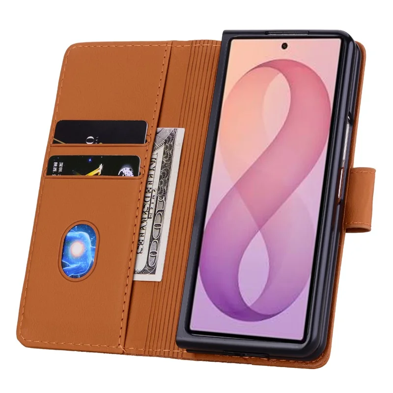 For Samsung Galaxy Z Fold8 Ultra Case Rhombus Pattern Leather Wallet Phone Cover - Brown