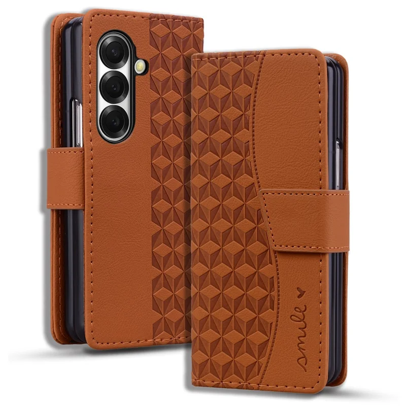 For Samsung Galaxy Z Fold8 Ultra Case Rhombus Pattern Leather Wallet Phone Cover - Brown