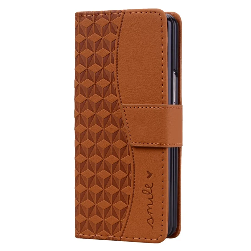 For Samsung Galaxy Z Fold8 Ultra Case Rhombus Pattern Leather Wallet Phone Cover - Brown