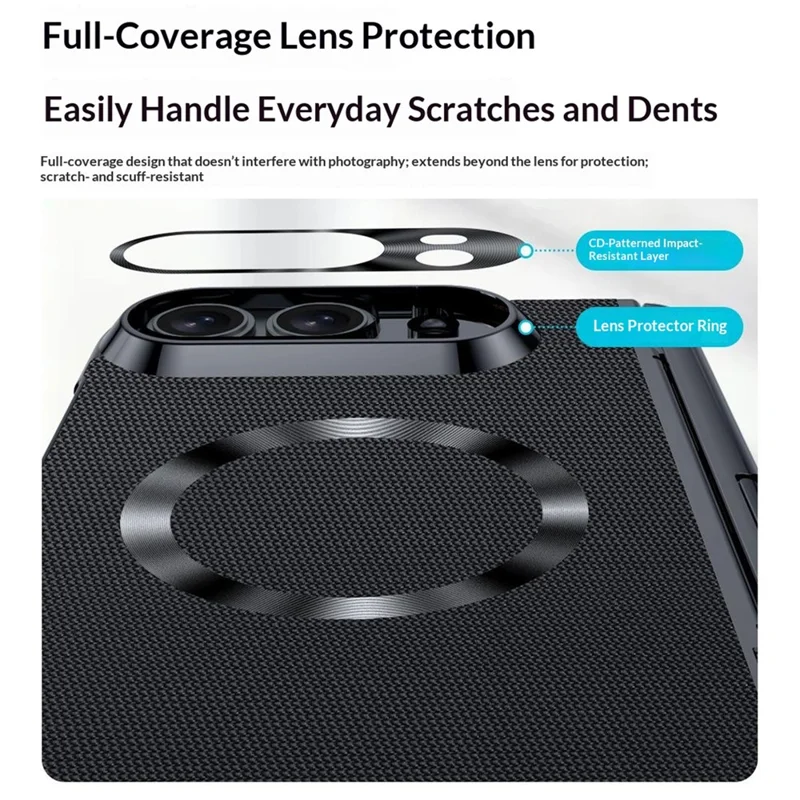 For iPhone Fold Magnetic Case Hinge Kickstand Leather + PC Phone Cover with HD Clear Screen Protector - Black
