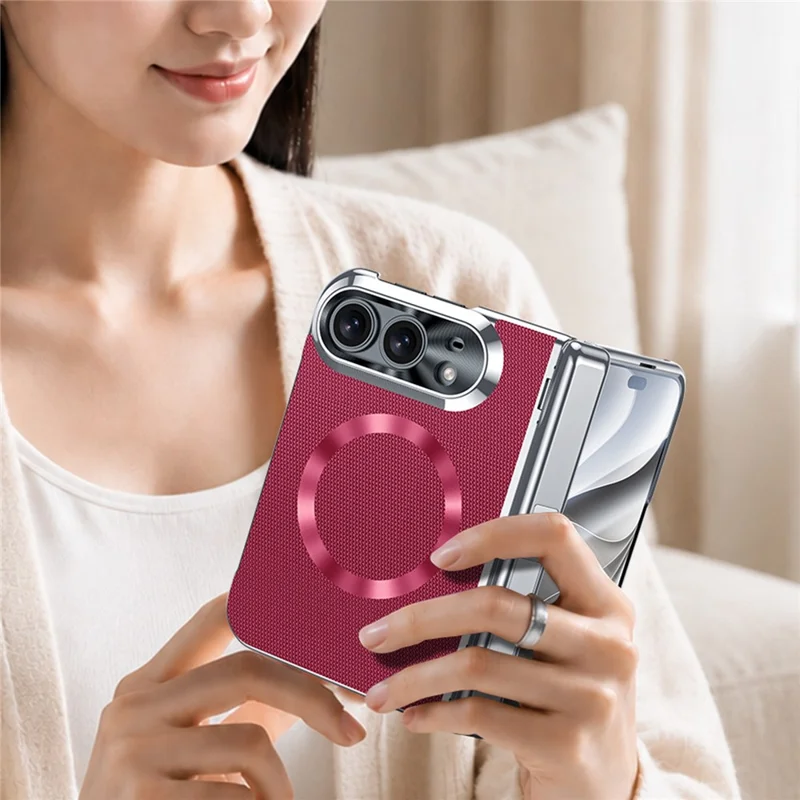 Für iPhone Fold Magnetische Hülle Scharnier-Kippständer Leder + PC Handyhülle mit Anti-Spionage Displayschutz - Blau