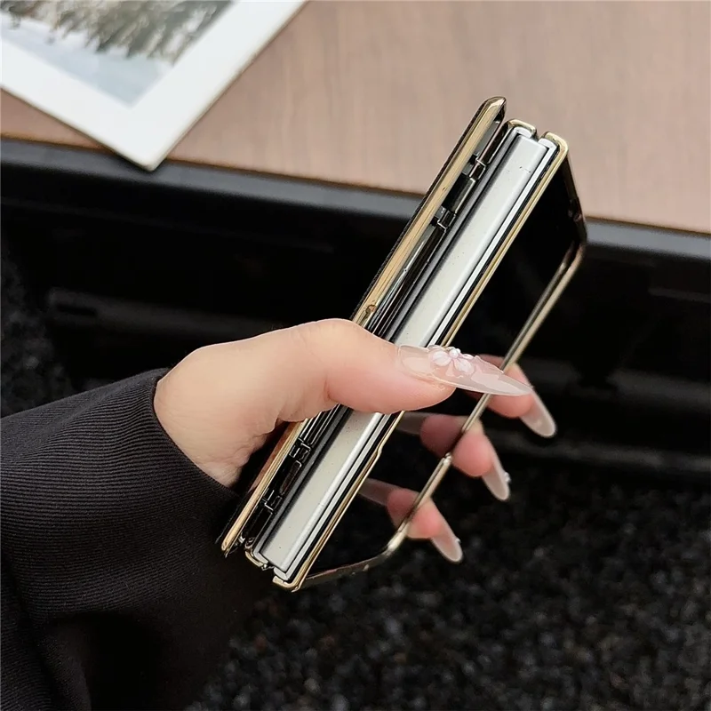 For iPhone Duo Magnetic Case Litchi Texture Electroplating Rotating Kickstand PU Leather Foldable Phone Cover - Green