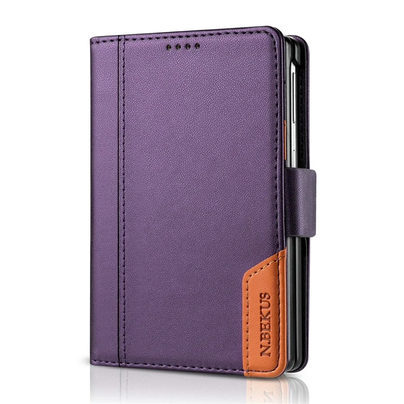 N.BEKUS For Samsung Galaxy Z Fold8 Stand Case RFID Blocking PU Leather Wallet Phone Cover - Purple