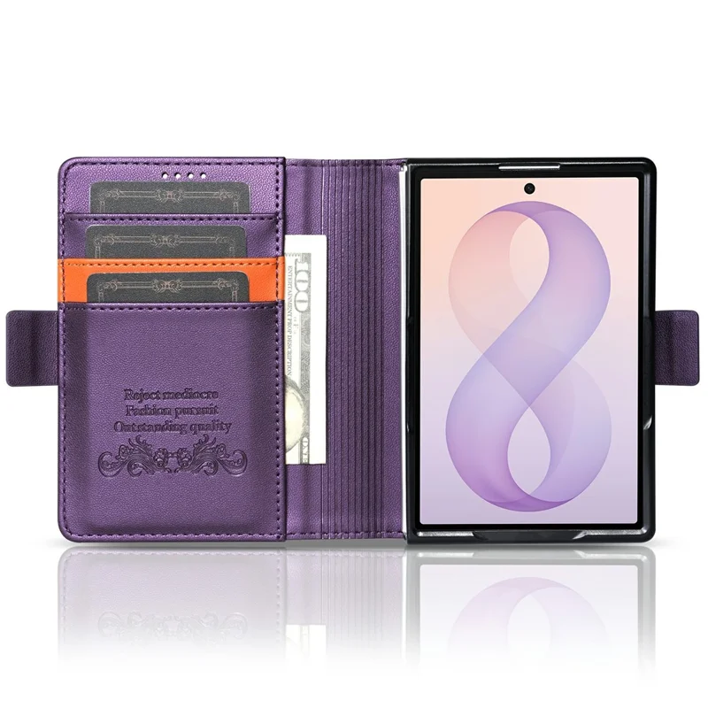 N.BEKUS For Samsung Galaxy Z Fold8 Stand Case RFID Blocking PU Leather Wallet Phone Cover - Purple