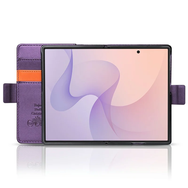 N.BEKUS For Samsung Galaxy Z Fold8 Stand Case RFID Blocking PU Leather Wallet Phone Cover - Purple