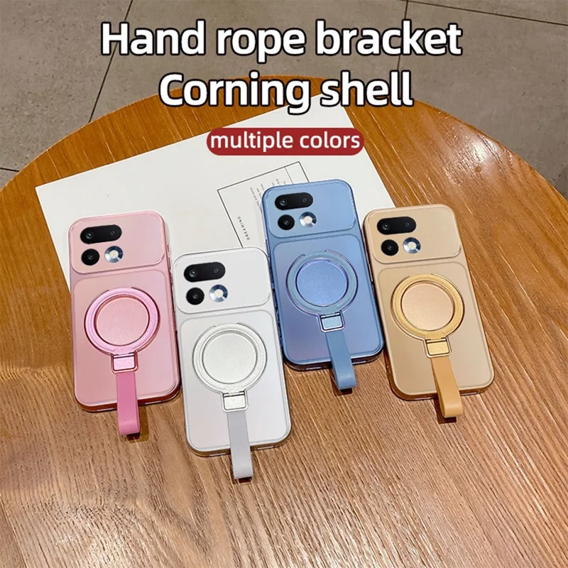 For Realme 16 Pro 5G Magnetic Case Hand Strap Ring Kickstand Metallic Finish TPU Phone Cover - Silver
