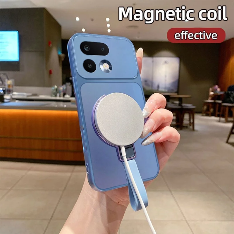 For Realme 16 Pro 5G Magnetic Case Hand Strap Ring Kickstand Metallic Finish TPU Phone Cover - Silver