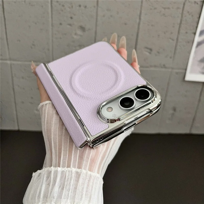 Voor iPhone Fold Magnetische Hoesje Litchi Structuur PU Leer + PC Gegalvaniseerde Stootvrije Telefoonhoes - Roze