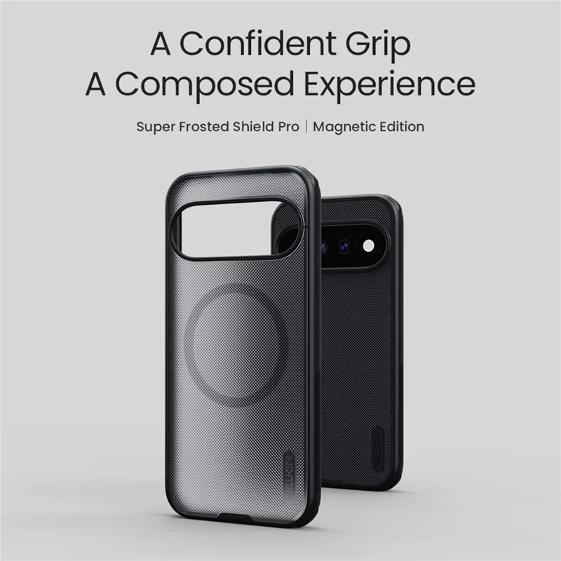 NILLKIN Super Frosted Shield Pro For Google Pixel 11 Magnetic Case PC + TPU Phone Cover - Transparent Black