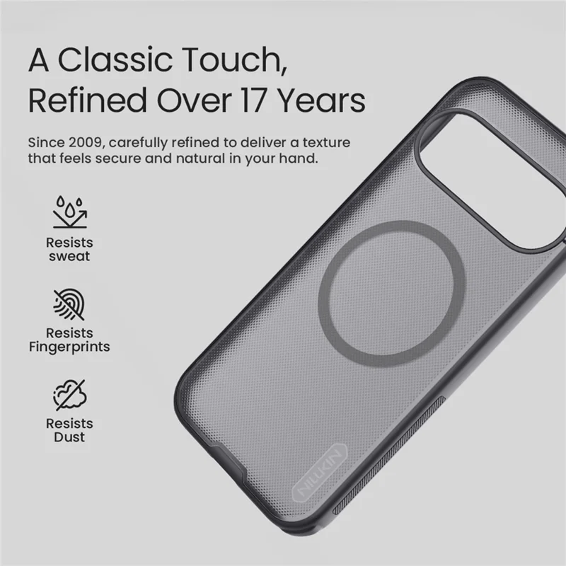 NILLKIN Super Frosted Shield Pro For Google Pixel 11 Magnetic Case PC + TPU Phone Cover - Transparent Black