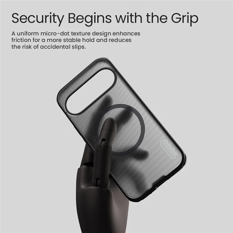 NILLKIN Super Frosted Shield Pro For Google Pixel 11 Magnetic Case PC + TPU Phone Cover - Transparent Black