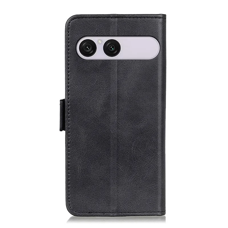 For Sony Xperia 10 VIII Case Stand Cowhide Texture PU Leather Phone Cover - Black