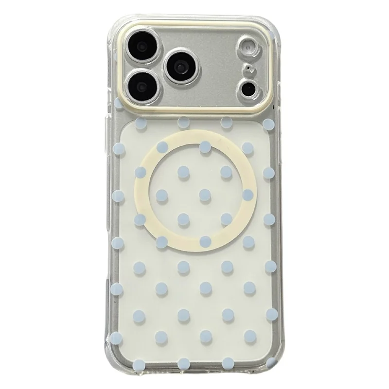 لـ iPhone 18 Pro Max / 17 Pro Max غطاء مغناطيسي بتصميم نقطي IMD من PC + TPU مقاوم للصدمات - أبيض