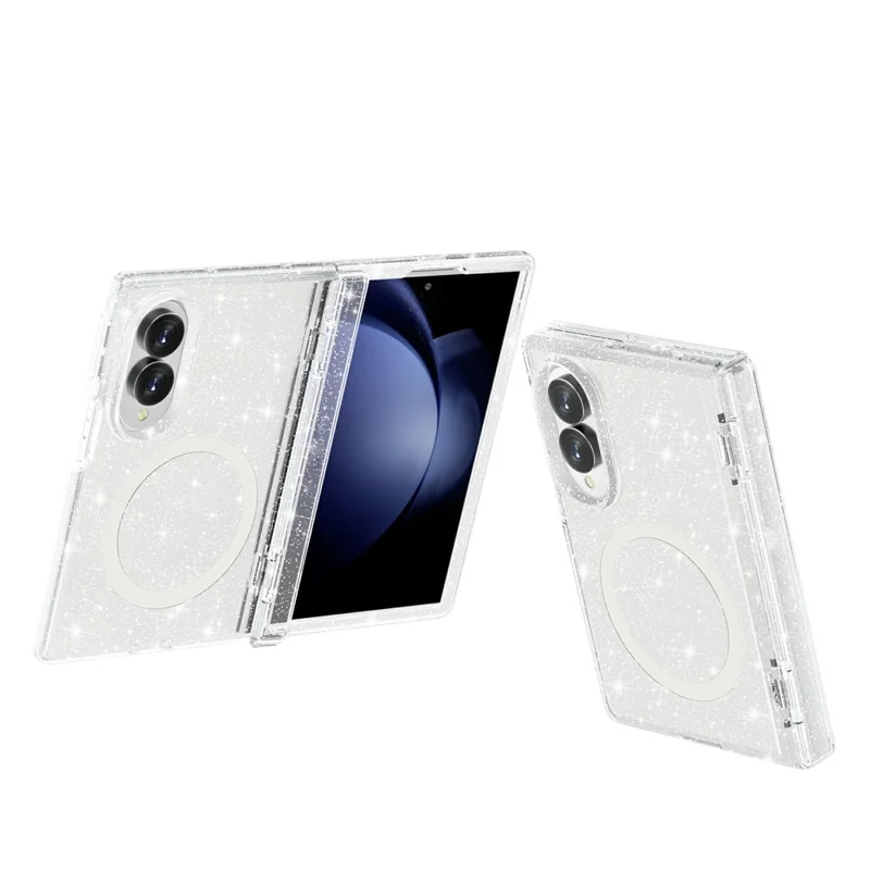 For Samsung Galaxy Z Fold8 Magnetic Case Glitter Hinge Protection TPU + PC Folding Phone Cover - White